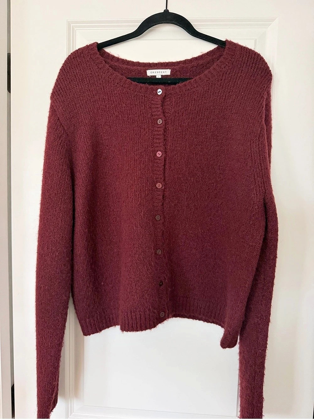 Crescent Burgundy Knit Cardigan Like New